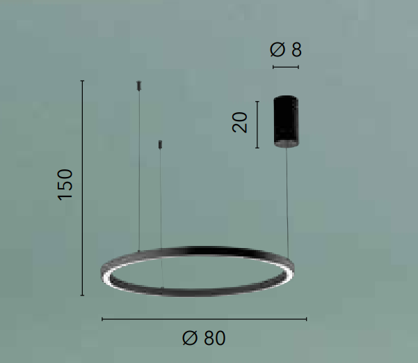 Sospensione in alluminio bianco-nero-oro con diffusore in acrilico cavi in acciaio LED CCT 40W HOOP-S80 Sospensione in alluminio bianco-nero-oro con diffusore in acrilico cavi in acciaio LED CCT 40W HOOP-S80